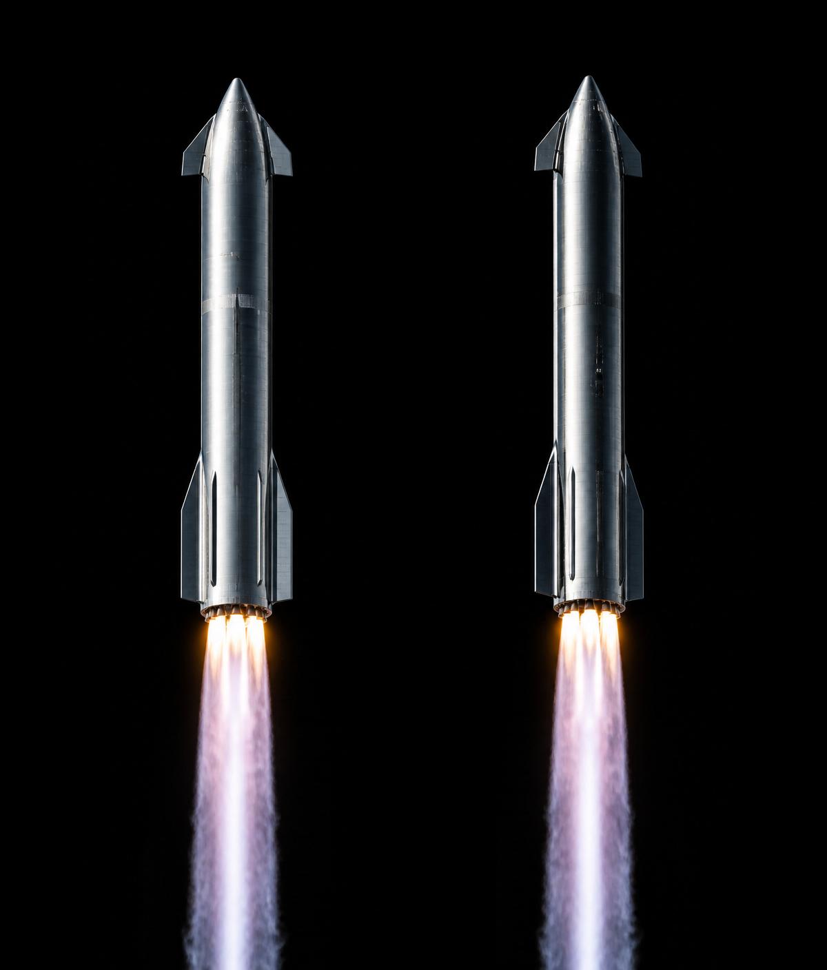 Starship rockets launching